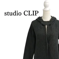 stdio CLIP スタジオクリップ フード付き ニット ロング コート 黒 フリーサイズ 秋 冬