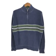 Eddie Bauer エディーバウアー ハーフジップ コットン ニット セーター アウトドア ネイビー (メンズ M) 中古 古着 S1379