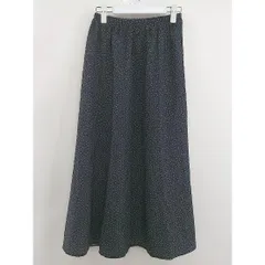 ◇ Samansa Mos2 blue ドット 水玉 ウエストゴム ロング フレア スカート サイズF ブラック系 ベージュ レディース  【中古】 【1204060002694】
