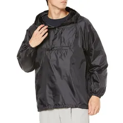 [カジメイク] 防風 撥水ヤッケ 軽作業 汚れよけポリエステルヤッケ ブラック 5L 1