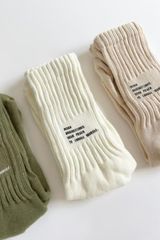 メッセージリブソックス　　　　ivory/beige