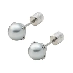 【グレーシルバー × 5mm】[Cream dot. クリームドット公式]ステンレス製 金属アレルギー つけっぱなし サージカルステンレス ネジロック式 キャッチ 円柱型 パール 両耳用 5サイズ