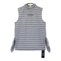 サイズ：0 PEARLY GATES パーリーゲイツ 2023年モデル モックネック ノースリーブシャツ ボーダー柄 ネイビー系 [240101413244] ゴルフウェア レディース ストスト