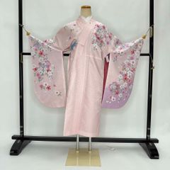 二尺袖 単品 卒業式着物 ピンク 裄68.5cm Lサイズ  袴用着物 化繊 中古 4564