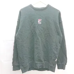 ◇ FILA フロントブランドロゴ刺<!-利用不可文字-!> スリーブライン コットン 長袖 スウェット トレーナー サイズM ブラック レディース E  【1303020011322】