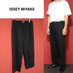 美品 イッセイミヤケ ストレッチ ブラック ストレートパンツチノパン