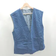 ◇ titivate Vネック　無地　デニム生地　シンプル　ノースリーブ カーディガン サイズM ブルー系 レディース E  【1506130014218】