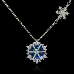 残り1点★新品★2連雪の結晶 CZダイヤモンドネックレス 極大粒 キュービックジルコニア レディースアクセサリー シルバー925 プラチナ仕上 ジュエリー プレゼント