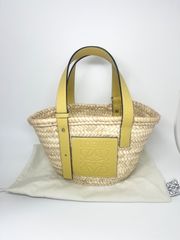 【極美品・保存袋付】LOEWE ロエベ バスケットバッグ スモール かごバッグ イエロー×ナチュラル 未使用品