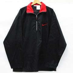 美品 NIKE ナイキ 90’s ヴィンテージ アノラック ナイロンジャケット ブルゾン 刺繍ロゴ ブラック レッド 黒赤 メンズ L F50206 M008-0609④