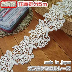 在庫処分5.5cm幅オフ白のケミカルレース(5m)