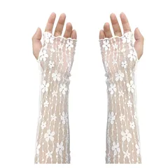 新品 [Umeloeo] 手袋 レース アームカバー レディース 指なし ロング グローブ uvカット uv手袋 おしゃれ 花柄 薄手 日焼け防止 紫外線対策 冷え対策 運転 結婚式 女性 夏用
