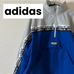 adidas アディダス アノラック ナイロン ハーフジップ ジャケット プルオーバー BLUE S