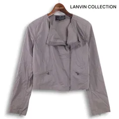 LANVIN COLLECTION ランバン コレクション イタリア製生地★ ノーカラー ダブル ライダース ジャケット Sz.38 レディース