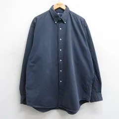 XL/古着 ラルフローレン 長袖 ブランド シャツ メンズ 90s ワンポイントロゴ BLAIRE 大きいサイズ ロング丈 コットン ボタンダウン 濃グレ