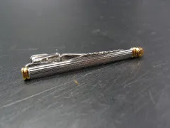 ■美品■ dunhill ダンヒル ネクタイピン タイクリップ アクセサリー 紳士 ビジネス メンズ シルバー系×ゴールド系 DF0306