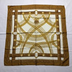 2507-73｜美品｜エルメス カレ 90 スカーフ シルク イエロー