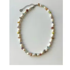 淡水パール×天然石 ネックレス