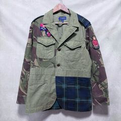 POLO RALPH LAUREN ポロラルフローレン クレイジーパターン ワッペン ミリタリー オフィサー ジャケット size.S カーキ グリーン カモフラ