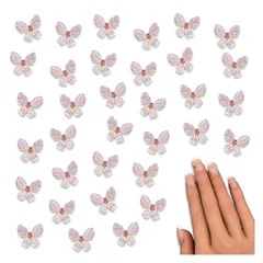 ネイルパーツ 蝶 クリア オーロラ 9ｍｍ 50個 3Ｄ バタフライ 透明 ゴールド 混色 樹脂 立体的な蝶々 レジン封入 デコパーツ アクセサリー ハンドメイド 手芸 パーツ BD4084