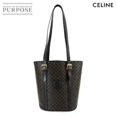 未使用 展示品 セリーヌ CELINE マカダム柄 トート バッグ PVC レザー ブラック ブラウン ゴールド 金具 ヴィンテージ 90273665