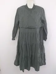 ◇ w closet ダブルクローゼット シャーリング 長袖 膝下丈 ワンピース サイズM グリーン系 グレー系 レディース P  【中古】 【1210040007900】のサムネイル