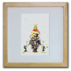 色鉛筆画・版画 ゆうパケット ツリー・ペンギン SHOji/インテリア 額入り 額装込 風景画 油絵 ポスター アート アートパネル リビング 玄関 プレゼント モダン アートフレーム 飾る Sサイズ おしゃれ 壁掛け 絵