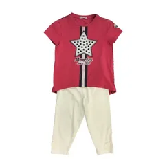 MONCLER モンクレール Tシャツ レギンス セット キッズ 半袖 星柄 スター コットン 115cm/100cm ピンク/ホワイト 中古 T1