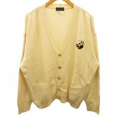 セリーヌ CELINE HOMME 90's ヴィンテージ ニット カーディガン セーター 金釦 マカダム ロゴ刺繍 Vネック アーカイブ 白 ホワイト アイボリー L ●ECO 1203 ★AA☆のサムネイル