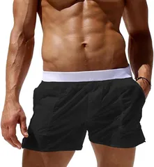 五重桔梗 メンズ シースルー トランクス ボクサーブリーフ 水着 スポーツ 薄い 透ける ビーチウェア( ブラック,  M)