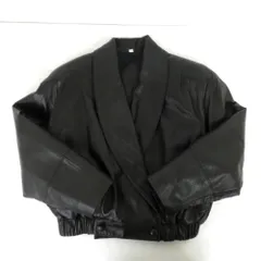 【ビンテージ】牛革レザージャケット 黒 L 裏地チェック柄　昭和レトロ L / 80s 90s UNKNOWN 羊革 ビンテージ レザー ハーフコート