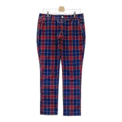 サイズ：L FILA GOLF フィラゴルフ  裏フリース ロングパンツ チェック柄 ネイビー系 [240101493004] ゴルフウェア メンズ ストスト