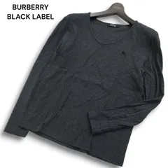BURBERRY BLACK LABEL バーバリー ブラックレーベル ホース刺繍 リンクス チェック 長袖 カットソー Tシャツ Sz.2 メンズ 灰