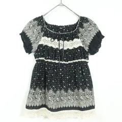 ピンクハウス★ふんわりフォルム♪レース付きブラウス 黒系 ギャザーたっぷり♪花柄♪z14077