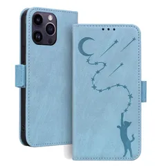 【新着商品】スタンド機能 手帳型 マグネット カード収納 ケース ONETHEFUL ケース iphone15 ケース pro max max ケース max 流れ星と月猫柄 耐衝撃 pro 全面保護 プロマックス 可愛い 15 猫柄 柔らかいTPU 15 iのサムネイル