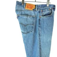 Levi'sリーバイス501ウォッシュドデニムパンツダメージデニム青ブルーボタンフライ赤タブレギュラーストレートvintageヴィンテージ40314
