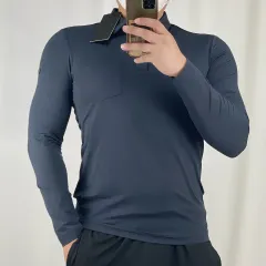 K2 新品 ネイビー 機能性 長袖 ポロTシャツ 95 250804