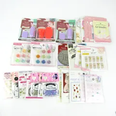 ネイルアート用品 ネイルパーツ/シール/スタンパー等 未使用 外装難有 34点セット まとめて 大量 コスメ レディース 【中古】