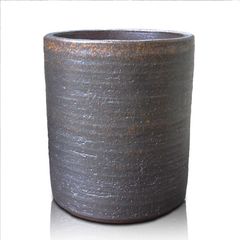 【未使用】盆栽鉢 4号 丸型切立鉢 鉄イラボ 信楽焼 陶器 黒 深型 山野草 観葉植物 アガベ 塊根 サボテン 約13センチ 植木鉢 苔 うめきち盆栽用品店