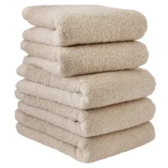 【人気商品】フェイス 瞬間吸水 タオル 無地 グレーベージュ セット 5枚セット 耐久性 ホテルスタイルタオル 綿100% 日本製 【選べる18色】 フェイスタオル 泉州タオル hiorie(ヒオリエ)