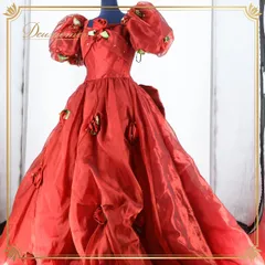 パーティドレス 衣装 ドレス ワンピース 演奏会 ウエディング カラードレス レッド系 赤 薔薇 花 光沢 ボリューム 黒 ブラック系 ロング バルーンスリーブ 大きなリボン 結婚式 フォーマル 二次会 お洒落 おすすめ ロングドレス 赤