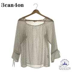 【訳アリ】 3can4on サンカンシオン トップス カットソー 長袖 シフォン ドット柄 カジュアル オシャレ レディース ホワイト 3 901-2961 送料無料のサムネイル