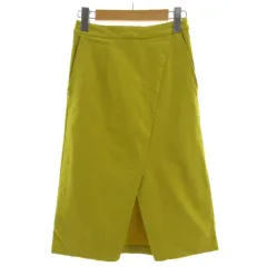 センスオブプレイス バイ アーバンリサーチ Sense of Place by Urban Research スカート 台形 ストレッチ ミディ丈 ウエストゴム 裾スリット イエロー系 マスタード 38