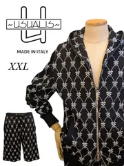 ウザリスセットアップパーカーハーパン千鳥柄白黒Lサイズ