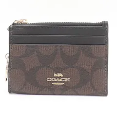 良品 コーチ ゴールド金具 シグネチャー柄 ブラウン キーリング/パスケース 2000000 NSK MTM