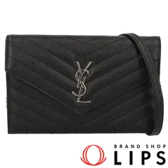 イヴ・サンローラン カサンドラ エンベロープ チェーンウォレット 742920BOW021000 クロム/メタルフリータンニンレザ