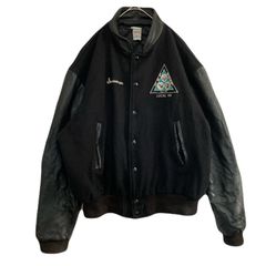 【海外規格XL】古着　UFCW  UNION PRO SPORTSWEAR 　スタジャン　袖レザー　中綿入り