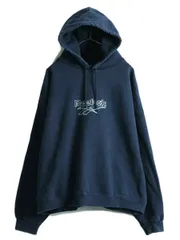 【お得なクーポン配布中!】 90s リーボック ロゴ刺繍 スウェット フード パーカー XL 紺 トレーナー