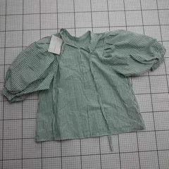 ◇ ⊂ 美品 classicalelf クラシカルエルフ ストライプ柄 長袖 長袖シャツブラウス サイズXL グリーン系 レディース E  【1509190011722】