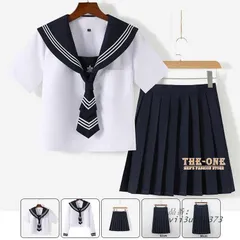 セーラー服 JK制服 セットアップ 単品 正統派 半袖 紺 ブラウス 80CM 膝丈 長袖 丈長め 65CM 43CM 女子制服女子高校生 白三本 プリーツスカート  vii3u891373